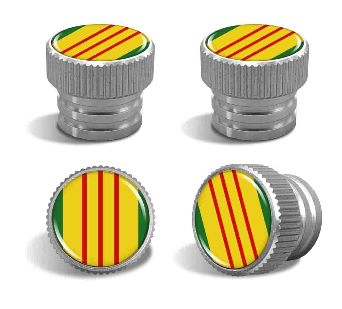 Vietnam Veteran Tire Valve Stem Caps – Silver Aluminum Set of 4